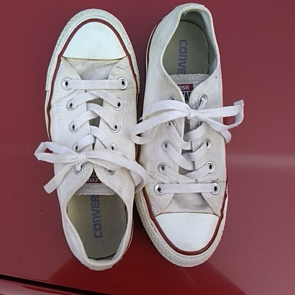 Converse tennis shoes, white, ladies size 6, used/good condition